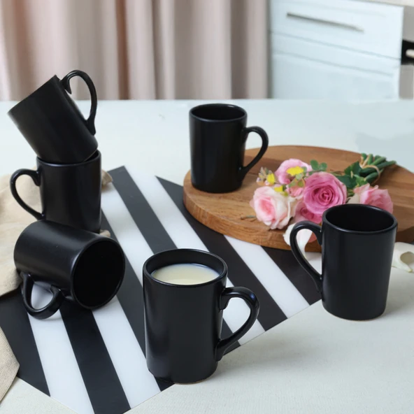Keramika Mat Siyah Zen Kupa 8 Cm 6 Adet - 2