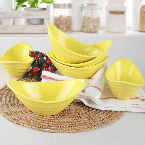 Keramika Gondol Sarı Çerezlik 16 Cm 6 Adet - 100