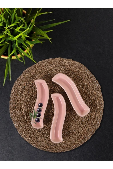 Keramika Mat Açık Pembe İvory Zeytinlik 3 Adet