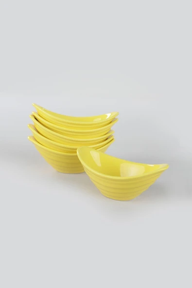 Keramika Gondol Sarı Çerezlik 16 Cm 6 Adet - 100 - Resim 2