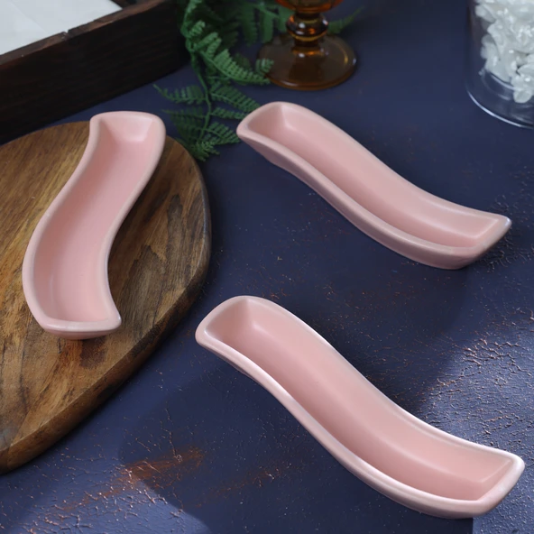 Keramika Mat Açık Pembe İvory Zeytinlik 3 Adet