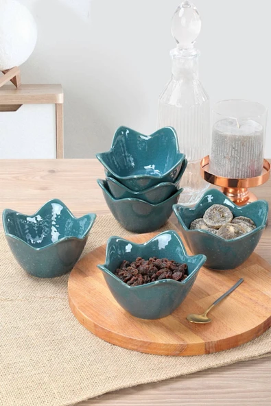 Keramika Luster Yeşil Zambak Çerezlik 12 Cm 6 Adet