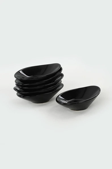 Keramika Siyah Dalga Çerezlik/Sosluk 12 Cm 6 Adet - 2