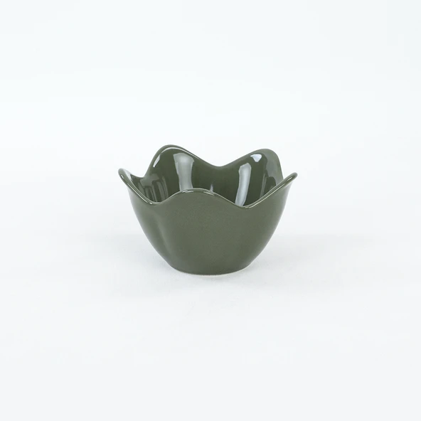 Keramika Koyu Yeşil Zambak Çerezlik 12 Cm 6 Adet - 3