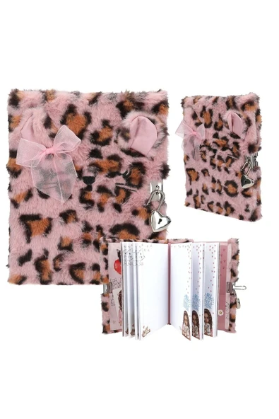 Kilitli Günlük Pembe Peluş Kedi ürün görseli 1