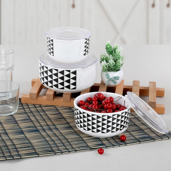 Keramika Keraart Trigon Saklama Kabı 12/14/16 cm 3 Parça
