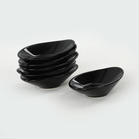 Keramika Siyah Dalga Çerezlik/Sosluk 12 Cm 6 Adet - 2