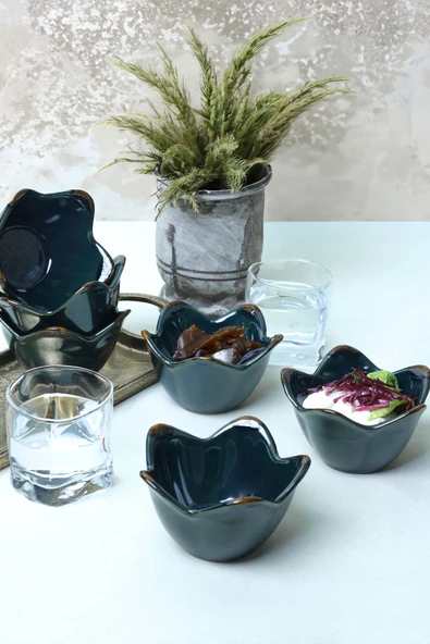 Keramika Zümrüt Zambak Çerezlik 12 Cm 6 Adet