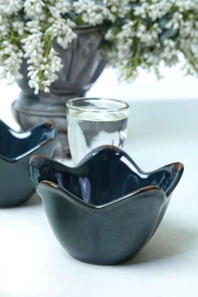 Keramika Zümrüt Zambak Çerezlik 12 Cm 6 Adet - 4