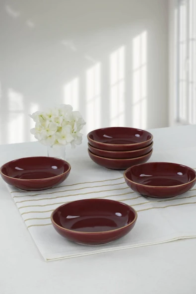 Keramika Mürdüm Halka Çerezlik/Sosluk 13 Cm 6 Adet