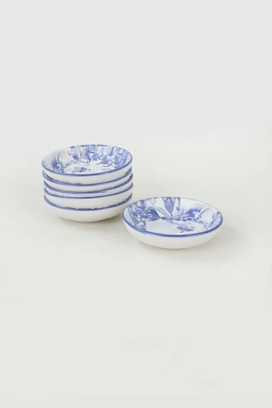 Keramika Keraart Blue Ink Halka Çerezlik/Sosluk 13 Cm 6 Adet - 19988/19992 - 2