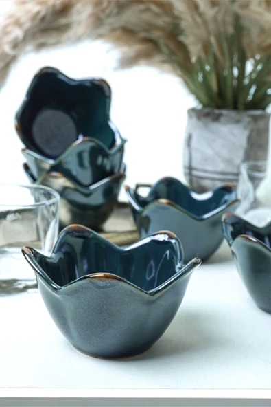 Keramika Zümrüt Zambak Çerezlik 12 Cm 6 Adet - 3