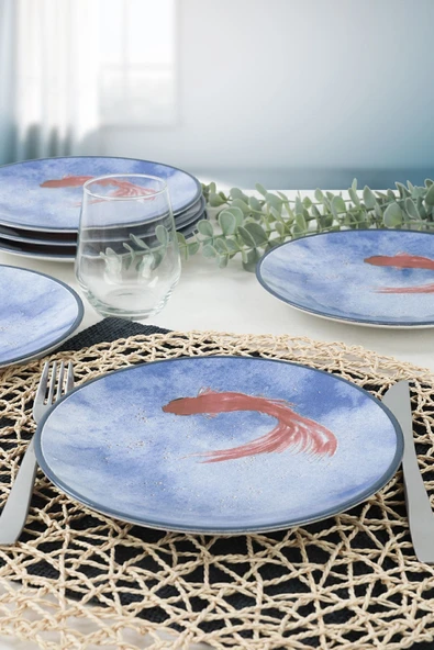 Keramika Keraart Koi Pasta Tabağı 20 Cm 6 Adet - 20221 - Resim 2