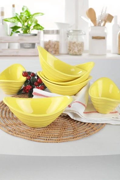 Keramika Gondol Sarı Çerezlik 16 Cm 6 Adet - 100 ürün görseli 1