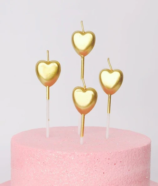 4'lü Kalp Gold Mum ürün görseli 1