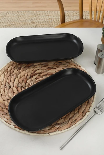 Keramika Mat Siyah Noyan Kayık Tabak 2 Adet 26 Cm ürün görseli