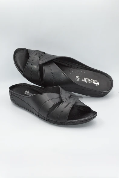 Salyangoz Model Anatomik Dört Mevsim Kadın Siyah Terlik - 1003 - 5