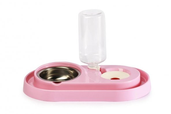 Miapet Çelik Taslı Hazneli Kedi-Köpek Mama Ve Su Kabı Seti 1000ml Pembe - 2