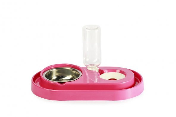 Miapet Çelik Taslı Hazneli Kedi-Köpek Mama Ve Su Kabı Seti 500ml Fuşya - 2