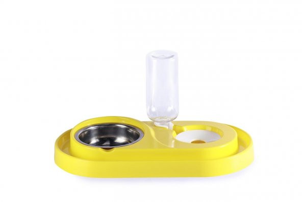 Miapet Çelik Taslı Hazneli Kedi-Köpek Mama Ve Su Kabı Seti 500ml Sarı - 2