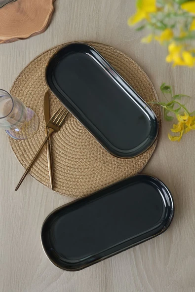 Keramika Zümrüt Noyan Kayık Tabak 2 Adet 26 Cm - Resim 3