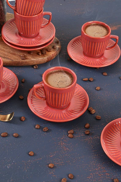 Keramika Mercan Line Kahve Fincan Takımı 12 Parça 6 Kişilik - 2