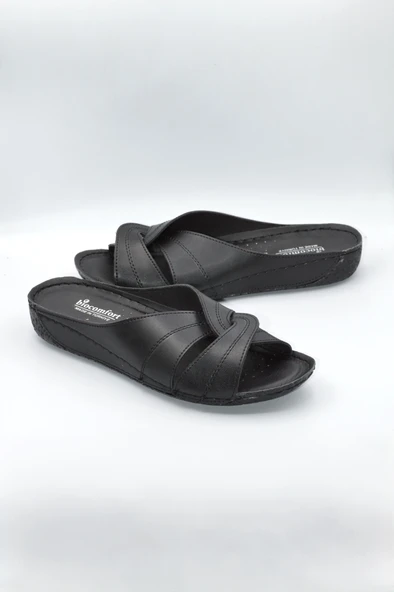 Salyangoz Model Anatomik Dört Mevsim Kadın Siyah Terlik - 1003 - 4