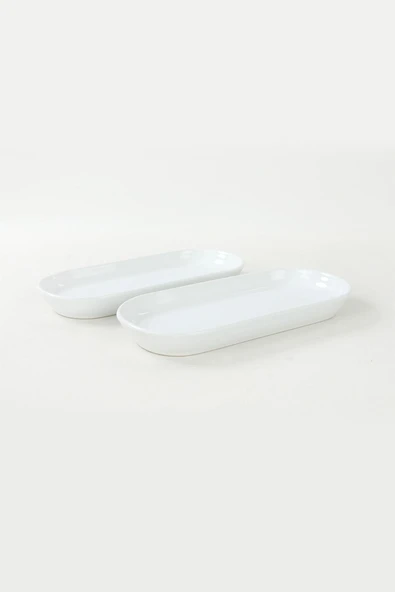 Keramika Beyaz Noyan Kayık Tabak 2 Adet 26 Cm - Resim 2