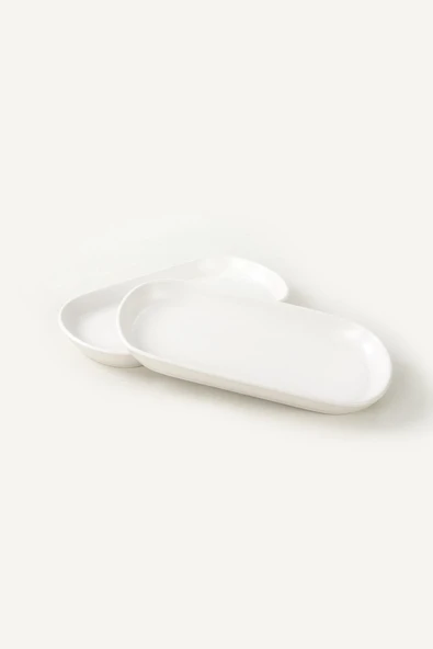 Keramika Mat Beyaz Noyan Kayık Tabak 2 Adet 26 Cm - Resim 2