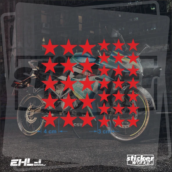 36 Parça Yıldız Desen Sticker - Resim 7