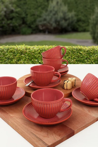 Keramika Mercan Myra Çay Fincan Takımı 12 Parça 6 Kişilik - Q16