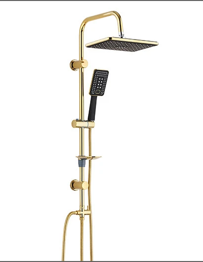 Kare Stil Robot Duş Seti Gold-Siyah