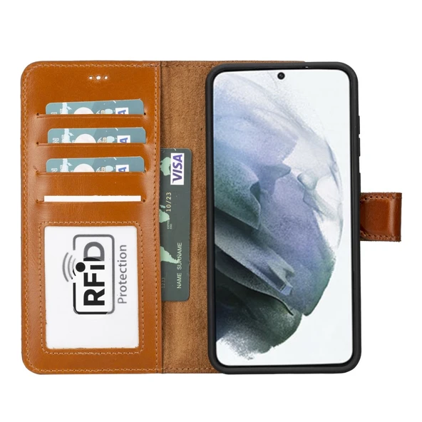 Samsung Galaxy S23 Plus Uyumlu Deri Cüzdanlı Kılıf RST2EF Taba - 5