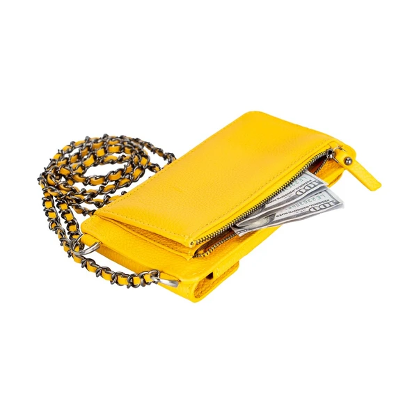 Avjin 6.9 inch Uyumlu Deri Kılıf Cüzdan Askılı FL12 Sarı - 4