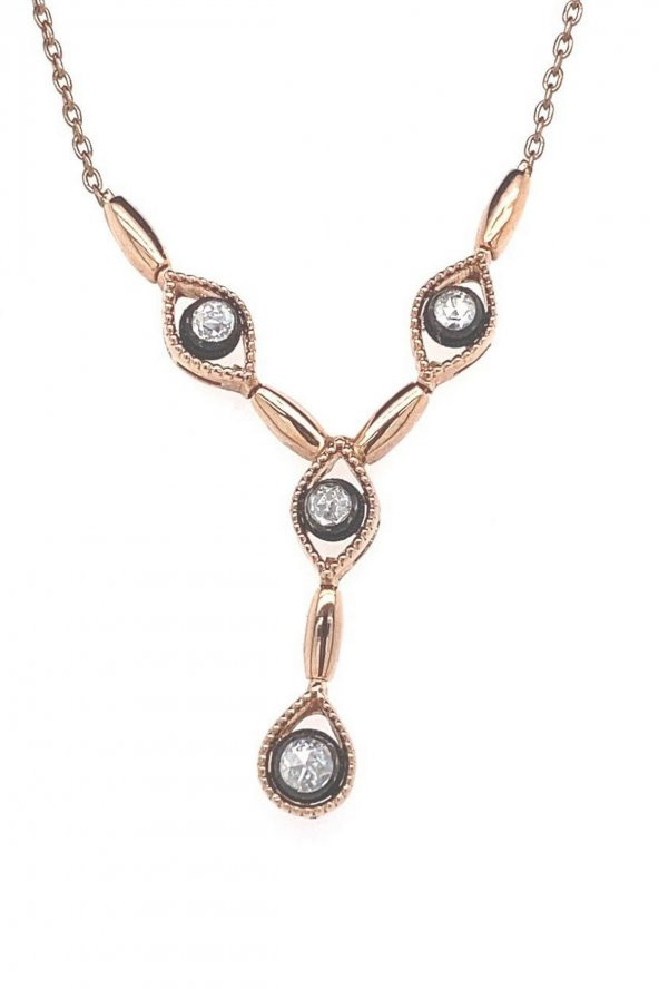 8 Ayar Altın 0.16 Ct Elmas Kadın Kolye - 2