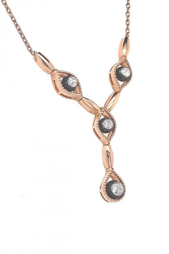 8 Ayar Altın 0.16 Ct Elmas Kadın Kolye - 3