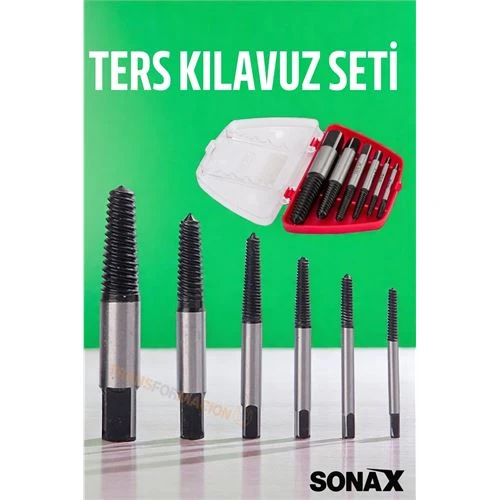 Ters Kılavuz 6'lı Set Saf Çelik Kırık Civata Vida Sökücü Kırılmış Vida Civata Sökme Aparatı