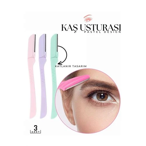 Katlanabilir Kaş Şekillendirici Kaş Dermaplaner Yüz Usturası 3 Adet