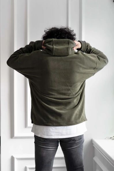 KAPŞONLU OVERSİZE POLAR ERKEK SWEATSHİRT - 6