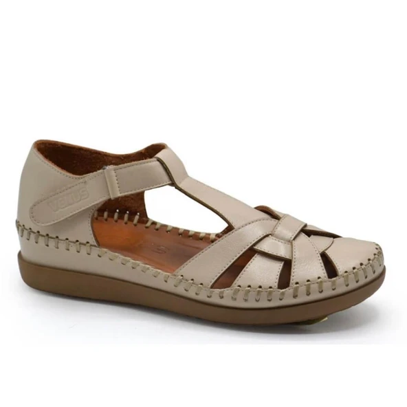 VENÜS 25033541Y BURNU KAPALI DERİ KADIN SANDALET - 2