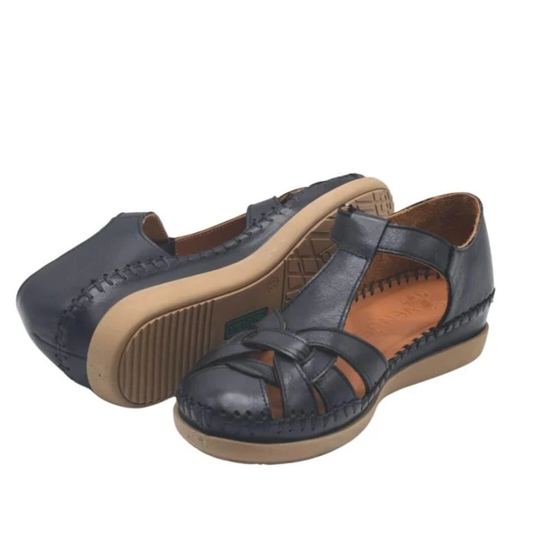 VENÜS 25033541Y BURNU KAPALI DERİ KADIN SANDALET - 6