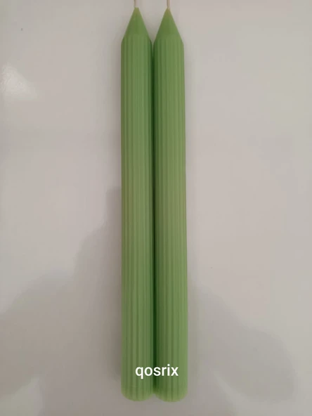 qosrix 2'li Açık Yeşil Şamdan Soya Mumu 1. Kalite Soya Doğal Vanilya Kokulu Uzun Çubuk Konik Mum Dekoratif - Resim 6