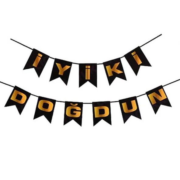 SİYAH-GOLD İYİ Kİ DOĞDUN BANNER ürün görseli 1