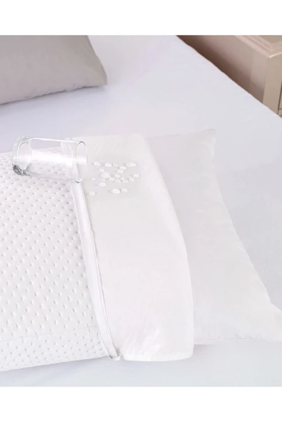 Elicia Sıvı Geçirmez Yastık Alezi - Beyaz - Resim 2
