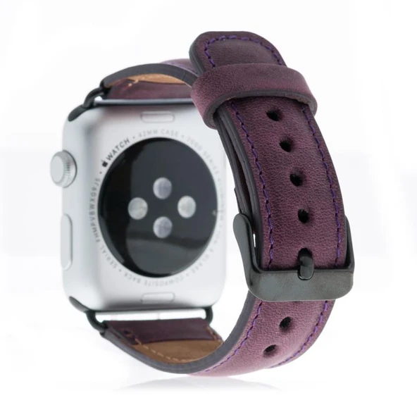 Apple Watch Uyumlu Deri Kordon 38-40-41mm G7 Mor - 2