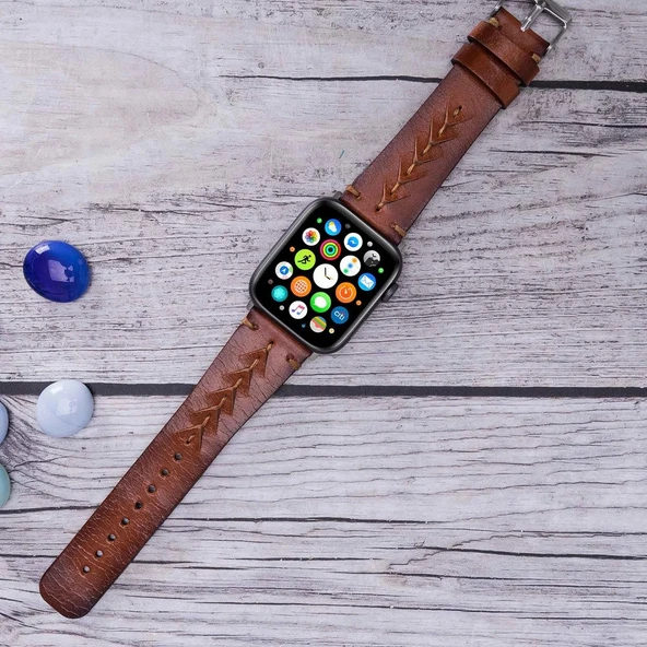 Apple Watch Uyumlu Deri Kordon 42-44-45mm RST2EF Boras - 4