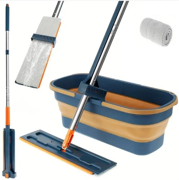 Katlanabilir Temizlik Mopu ve Tekerlekli Kova Seti ürün görseli