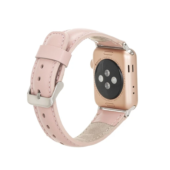 Apple Watch Uyumlu Deri Kordon 42-44-45mm NU2 Pembe - 2