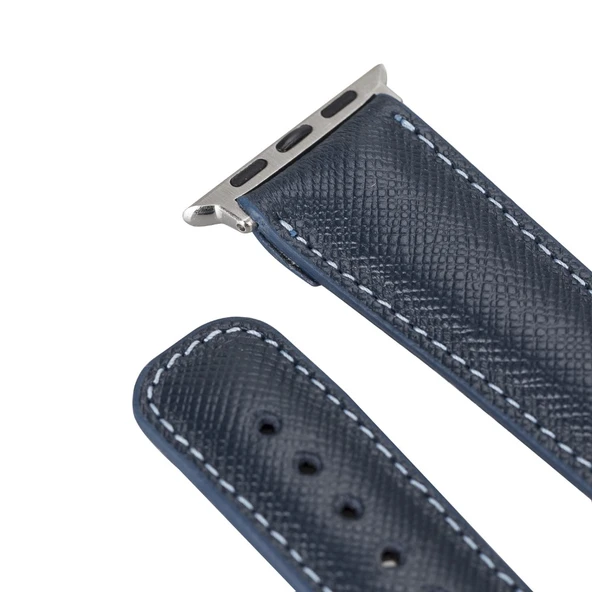 Apple Watch Uyumlu Deri Kordon 42-44-45mm G3 Lacivert - 3