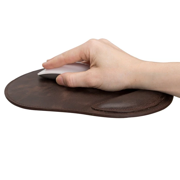 Bileklikli Deri Mouse Pad Antik Koyu Kahve - 4